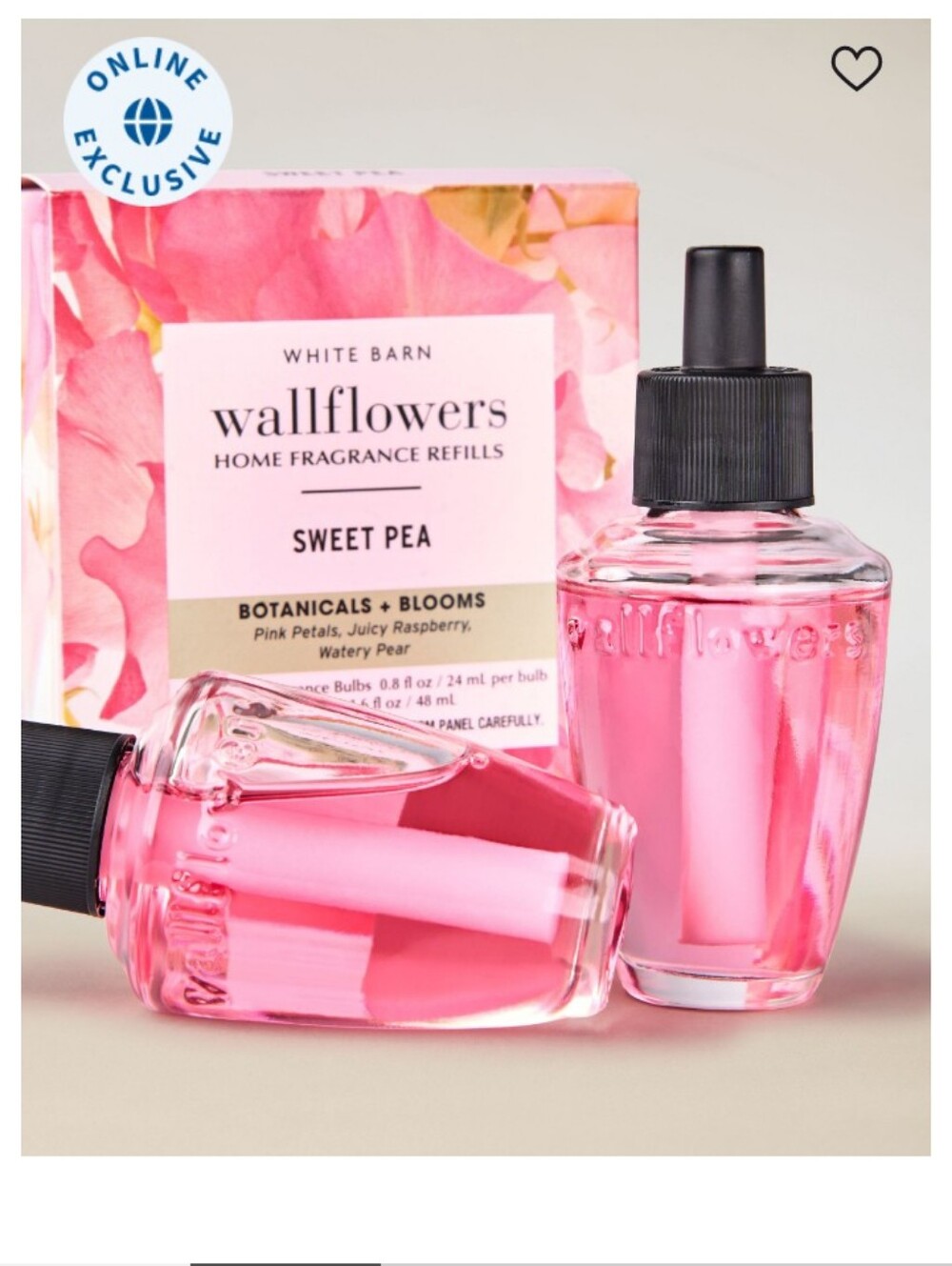 White Barn Pink Sweet Pea Wallflowers Refill Bottles